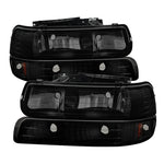 Xtune Chevy TahOE 00-06 Amber Crystal Headlights w/ Bumper Lights Black Smoke HD-JH-CSIL99-SET-BSM