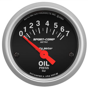 Autometer Sport-Comp 52mm 0-7 Bar Short Sweep Electronic Oil Pressure Gauge