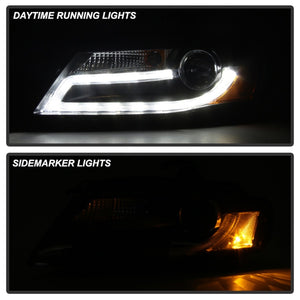 Spyder Audi A4 09-12 Projector Headlights Halogen Model Only - DRL LED Black PRO-YD-AA408-DRL-BK