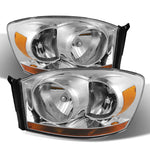 Xtune Dodge Ram 06-08 w/ Chrome Bezel & Amber Bar Headlights Chrome HD-JH-DRAM06-AM-C