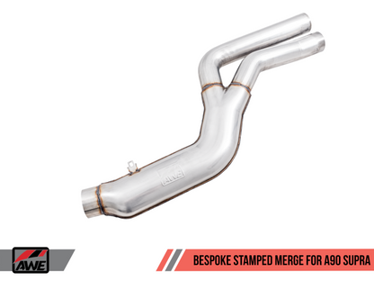 AWE Tuning 2020 Toyota Supra A90 Resonated Touring Edition Exhaust - 5in Chrome Silver Tips