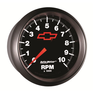 AutoMeter Gauge Tachometer 3-3/8in. 10K RPM In-Dash Chevy Red Bowtie Black