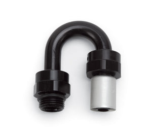 Russell Performance -6 SAE Port Male to -6 AN Hose 180 Degree Crimp On Hose End - Black Anodized