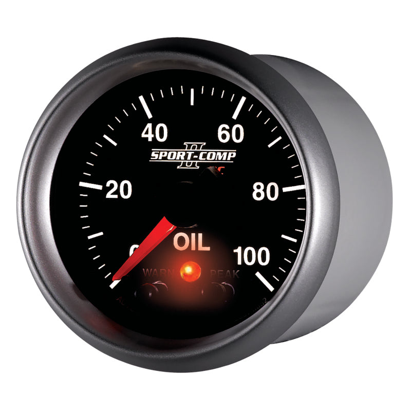 Autometer Sport-Comp II 52.4mm 0-100 PSI Oil Pressure Peak & Warn w/ Electronic Control Gauge