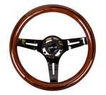 NRG Classic Wood Grain Steering Wheel (310mm) Dark Wood & Black Line Inlay w/Blk Chrome 3-Spoke Ctr.