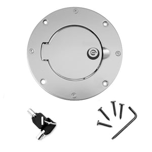 Rugged Ridge Gas Cap Door Locking Brushed Aluminum 97-06 Jeep Wrangler TJ