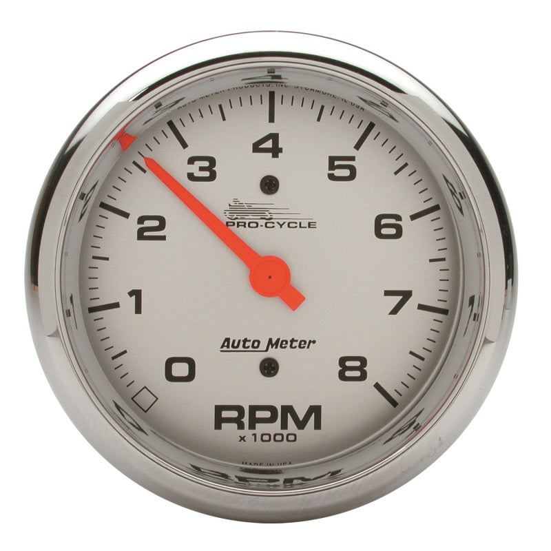 Autometer Pro-Cycle Gauge Tach 3 3/4in 8K Rpm 2&4 Cylinder Silver