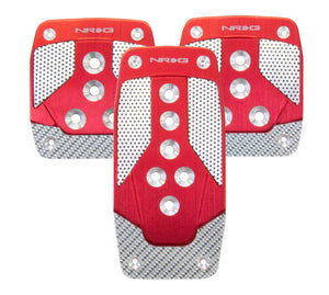 NRG Aluminum Sport Pedal M/T - Red w/Silver Carbon