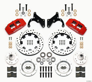 Wilwood Dynapro 6 Front Hub Kit 12.19in Drilled Red 69-70 Impala Drum/Disc 69-82 Vette