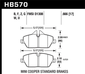 Hawk 07-15 Mini Cooper DTC-30 Race Front Brake Pads