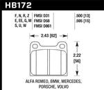 Hawk 63-65 Porsche 356 Front /  69-83 911 / 64-72 912 Rear DTC-60 Race Brake Pads