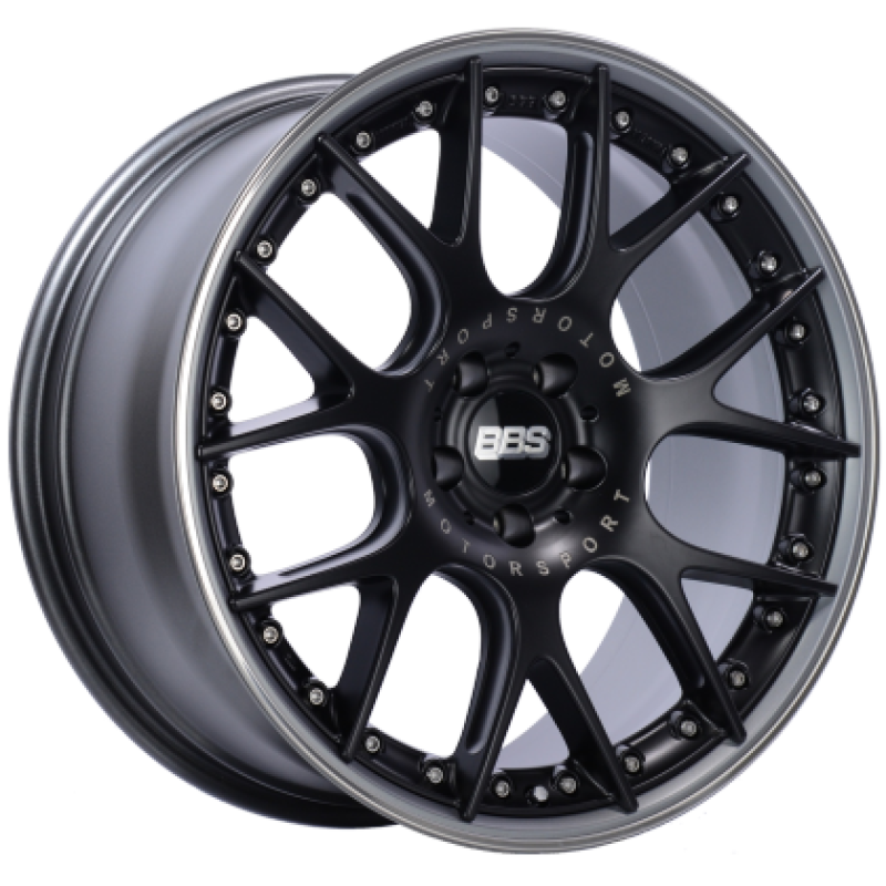 BBS CH-RII 22x10 5x120 ET40 Satin Black Center Platinum Lip SS Rim Protector Wheel - 82mm PFS Req.