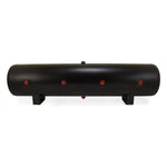 12 Gallon Air Tank; (8) 1/2 in.  ports; 12 1/2 in H x 44 in.  L ; Interior and exterior of this tank is powder coated black to resist rust; DOT Approved