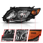 ANZO 2009-2010 Toyota Corolla Crystal Headlight Black Amber