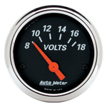 Autometer Designer Black 2 1/16in 18 Volt Electronic Voltage Gauge