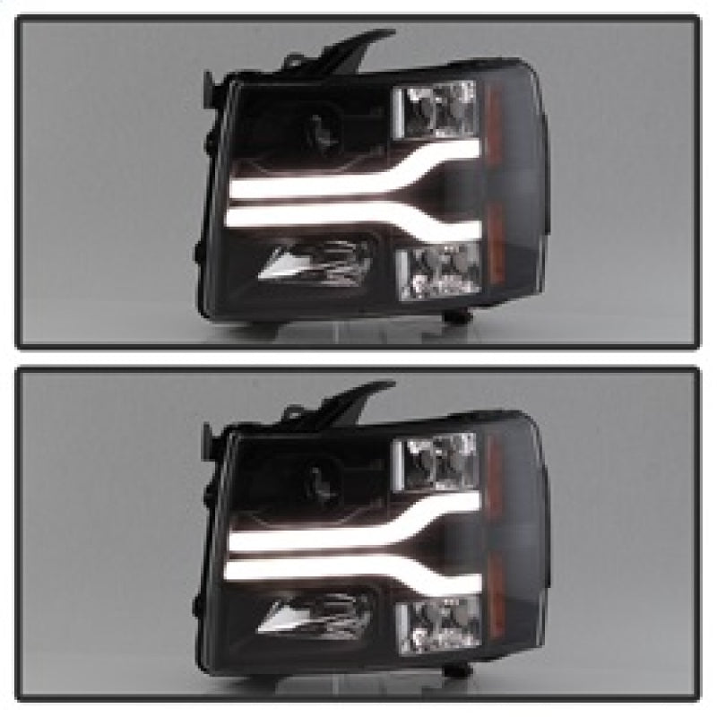 Spyder Chevy Silverado 1500 07-13 Version 3 Projector Headlights - Black PRO-YD-CS07V3-LBDRL-BK