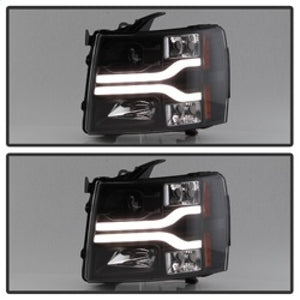 Spyder Chevy Silverado 1500 07-13 Version 3 Projector Headlights - Black PRO-YD-CS07V3-LBDRL-BK