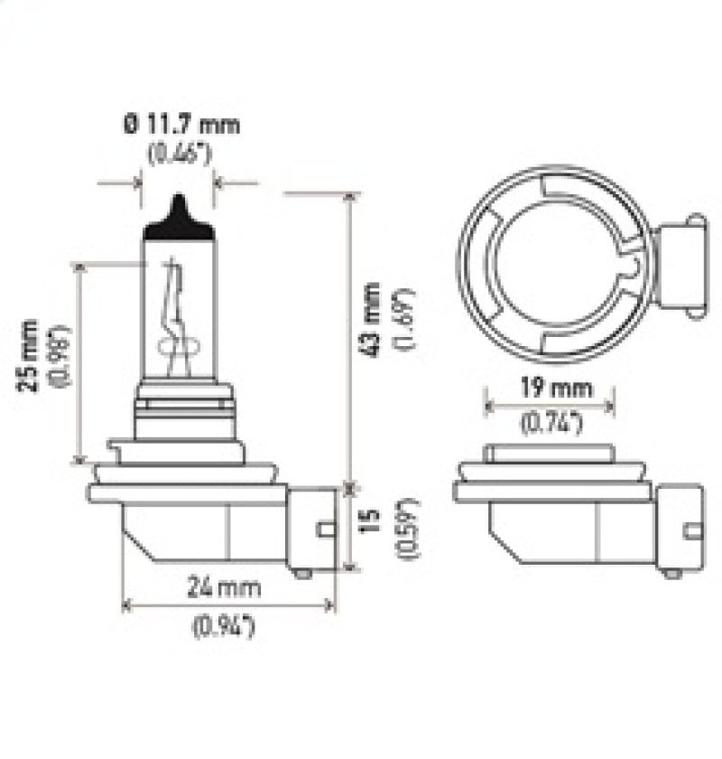 Hella Optilux XY Series H8 Xenon Halogen Bulb 12V 35W Fog Bulbs - Pair