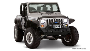 Bushwacker 07-18 Jeep Wrangler Flat Style Flares 4pc Fits 2-Door Sport Utility Only - Black