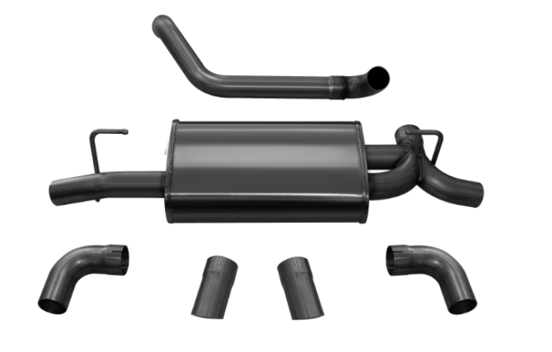 Corsa 2018-2024 Jeep Wrangler JL 2.5in Dual Rear Turn Down Exit Black Sport Axle-Back Exhaust