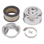 Edelbrock Air Cleaner 94 Series Round Steel Top 4 65In Dia X 3 125In 2 63In ID Raised Base Chrome