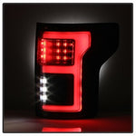 Spyder 15-18 Ford F-150 Light Bar LED Tail Lights (w/Blind Spot) - Black (ALT-YD-FF15015BS-LBLED-BK)