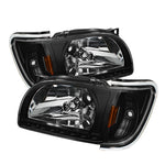 Xtune Toyota Tacoma 01-04 1 Piece w/ Chrome Trim Crystal Headlights Black HD-ON-TT01-1PC-LED-CC-BK