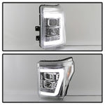 Spyder 11-16 Ford F-250/F-350 V2 Projector Headlights - Light Bar DRL - Chrome PRO-YD-FS11V2-LB-C