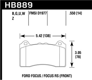 Hawk 2017 Ford Focus DTC-70 Race Front Brake Pads