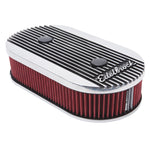 Edelbrock Air Cleaner Elite II Oval Dual-Quad Carbs 2 5In Red Element Polished