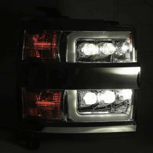 AlphaRex 15-18 Chevy 2500HD NOVA LED Proj Headlights Plank Style Black w/Activ Light/Seq Signal/DRL