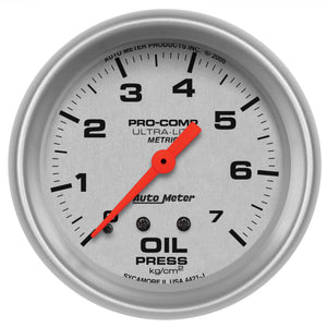 Autometer Ultra-Lite 66.7mm METRIC 0-7 Kg/CM 2 Oil Pressure Mechanical Gauge