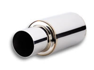 Vibrant TPV Turbo Round Muffler (17in Long) with 4in Round Tip Straight Cut - 3in inlet I.D.