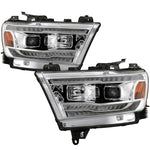 Spyder Dodge Ram 19-20 Halogen Model Projector Headlights Chrome PRO-YD-DR19HALSI-SEQ-C