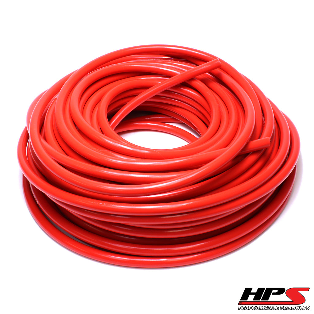 HPS Performance Silicone Heater Hose TubingHigh Temp 1-ply Reinforced1/4" ID100 Feet RollRed
