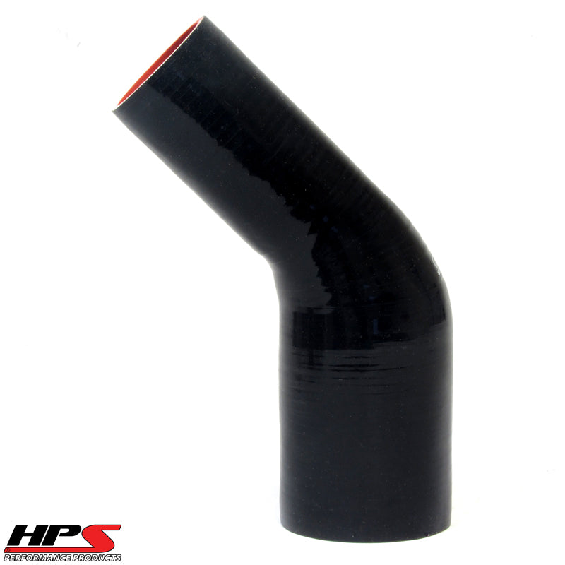 HPS Performance Silicone 45 Degree Elbow HoseHigh Temp 4-ply Reinforced1" - 1-3/8" IDBlack