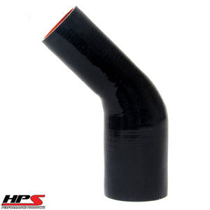 HPS Performance Silicone 45 Degree Elbow HoseHigh Temp 4-ply Reinforced2" - 2-1/2" IDBlack