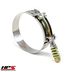 HPS Performance Stainless Steel Spring Loaded T-Bolt Hose ClampSize #64Range:2.87"-3.19"